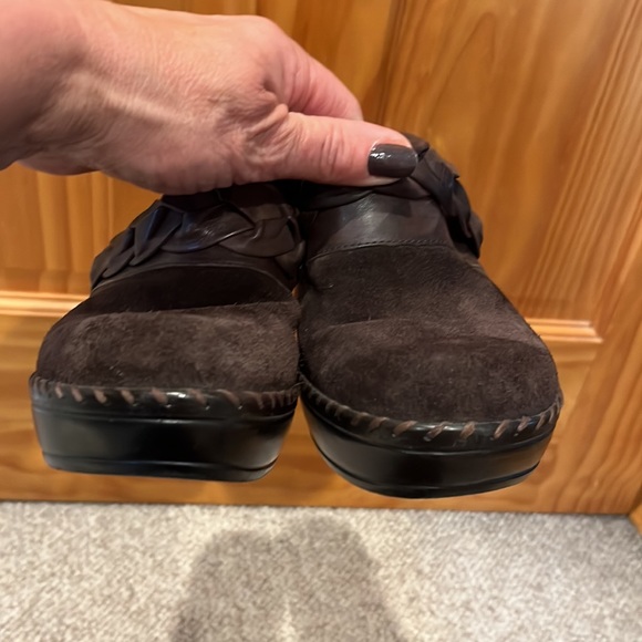Nurture Suede Braided Leather Slip On Clog - Dark Brown - Women Size 9 - Picture 6 of 8